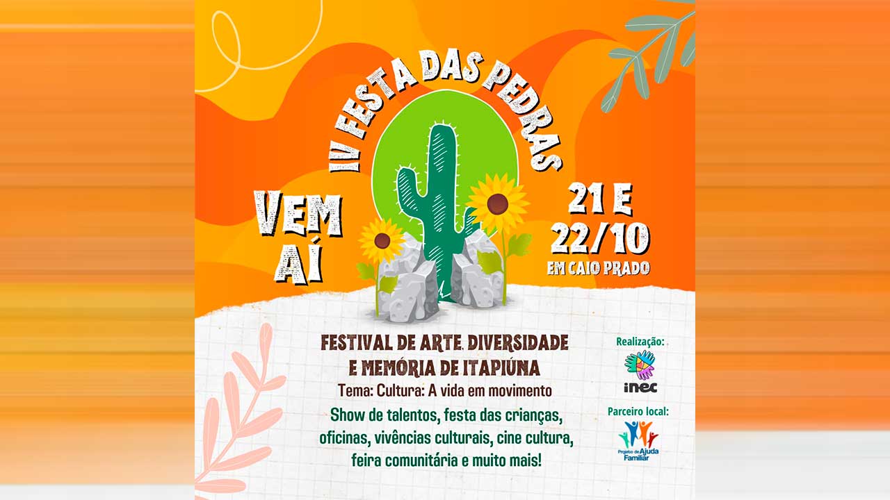 Inscrições abertas para o Show de Talentos – Festa das Pedras em Caio Prado, distrito de Itapiúna