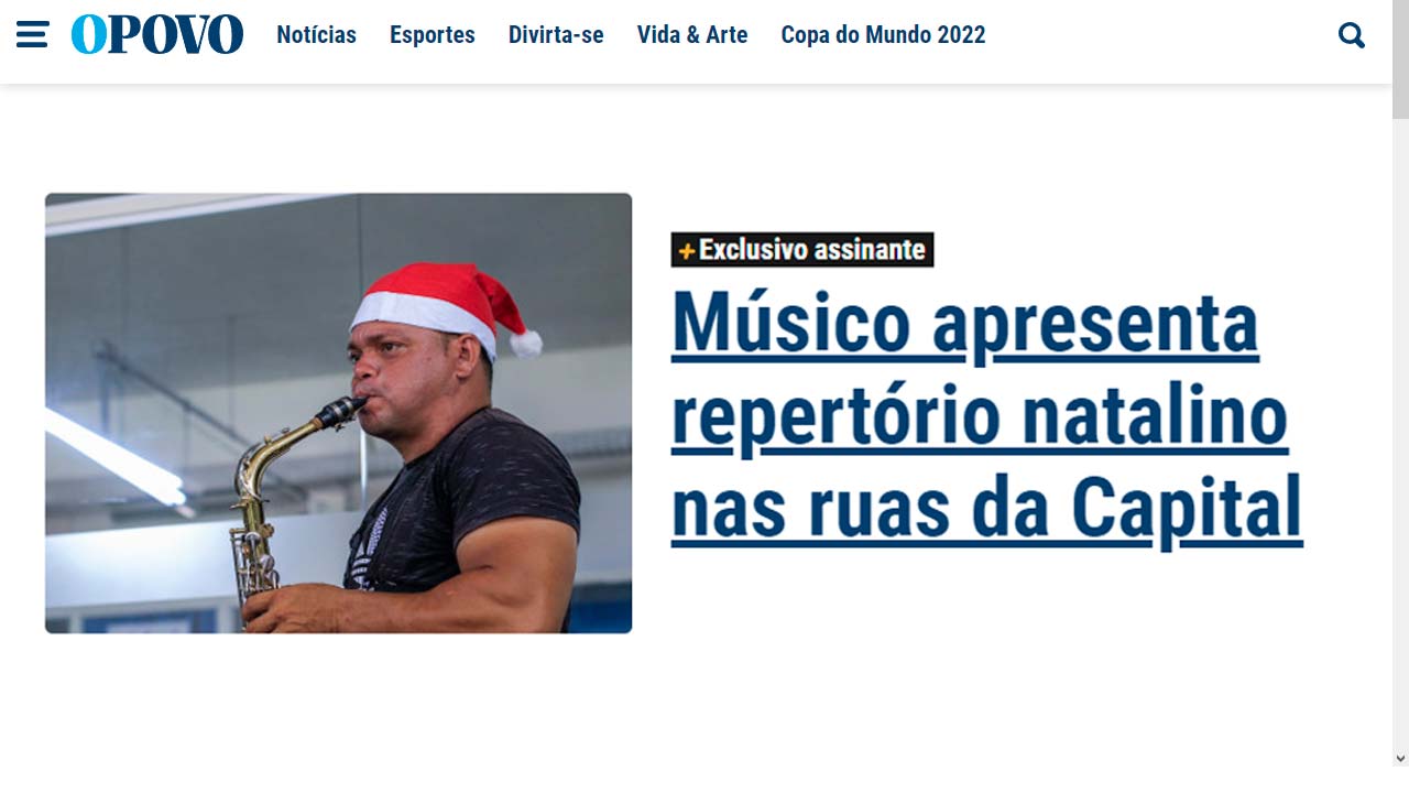 itapiunense reginho sax é destaque em reportagem do site o povo