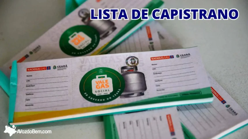 Lista de beneficiários de Capistrano com tíquetes do Programa Vale Gás Social