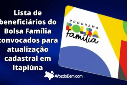 SETAS de Itapiúna divulga lista de beneficiários do Bolsa Família convocados para atualização cadastral na segunda (11)