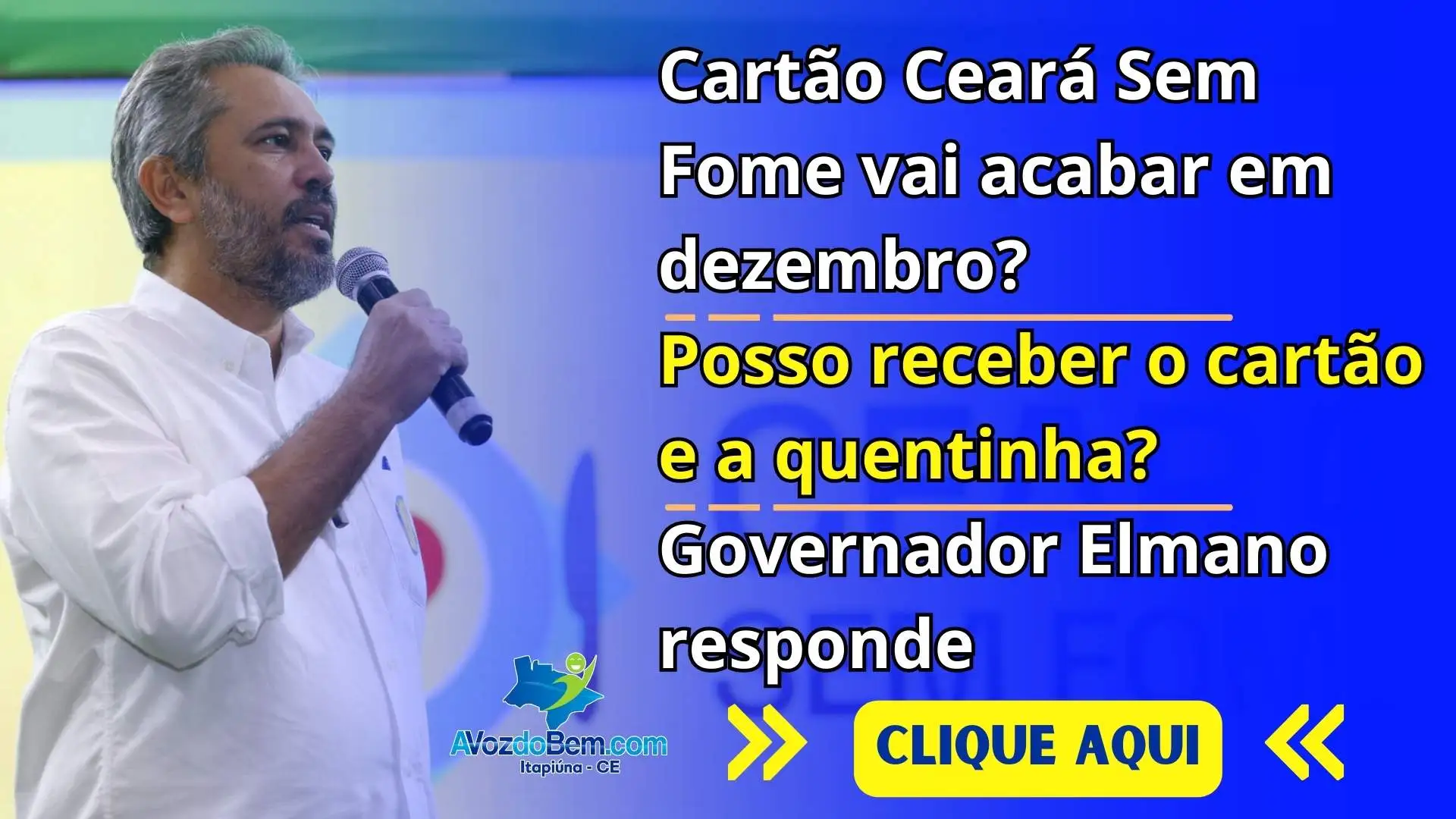 Cartão Ceará Sem Fome vai acabar em dezembro? Posso receber o cartão e a quentinha? Elmano responde