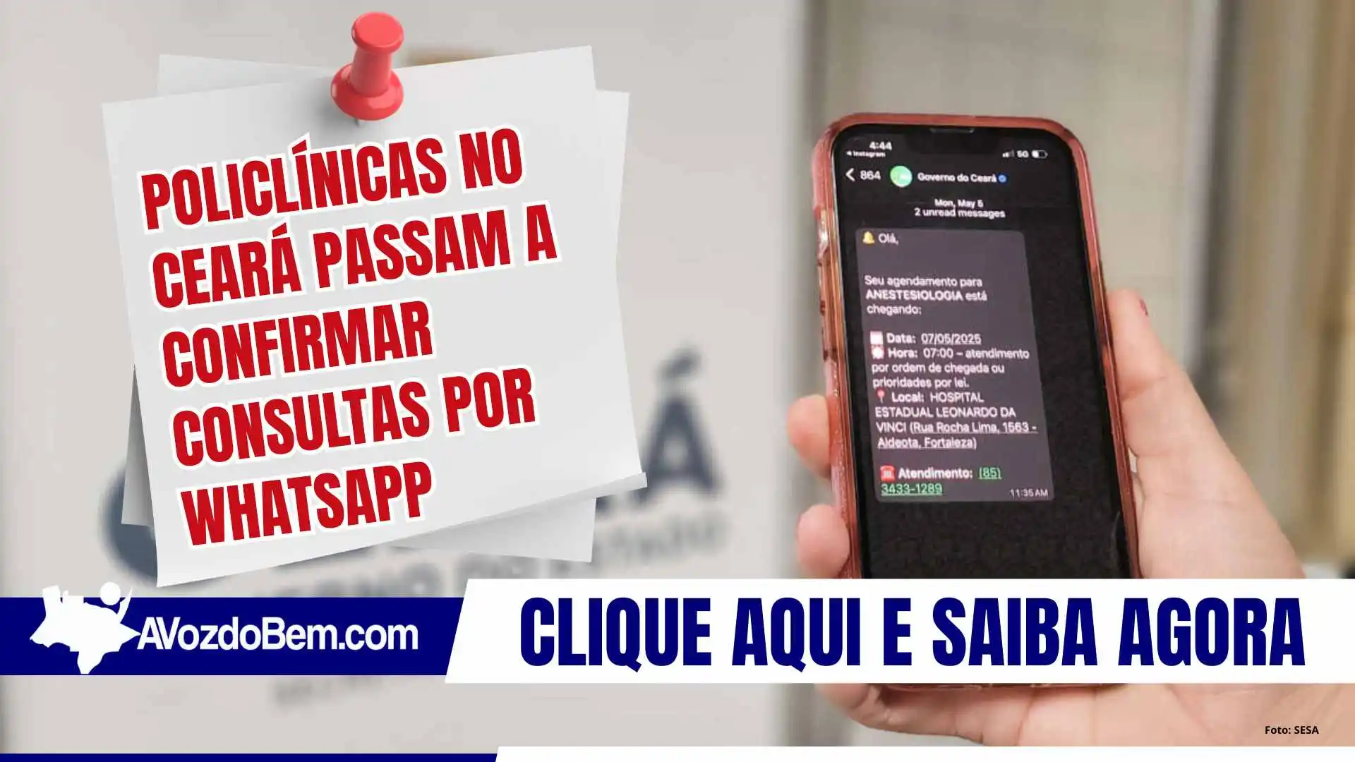 Policlínicas no Ceará passam a confirmar consultas por WhatsApp
