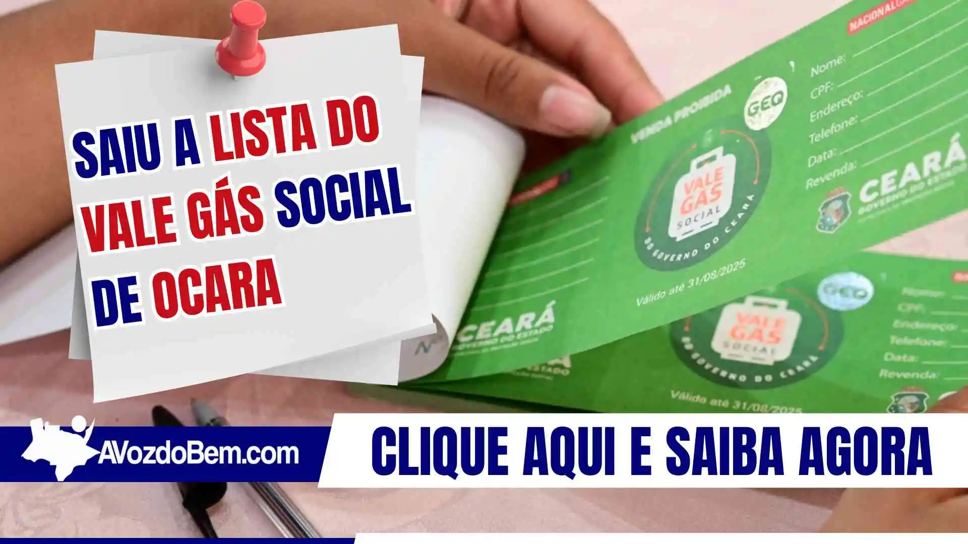 Saiu a lista do Vale Gás Social de Ocara