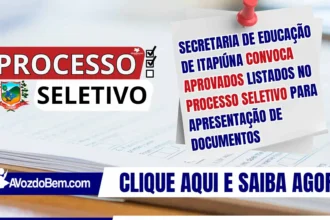 Secretaria de Educação de Itapiúna convoca aprovados listados no processo seletivo