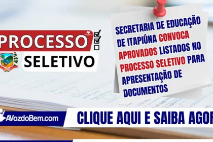 Secretaria de Educação de Itapiúna convoca aprovados listados no processo seletivo