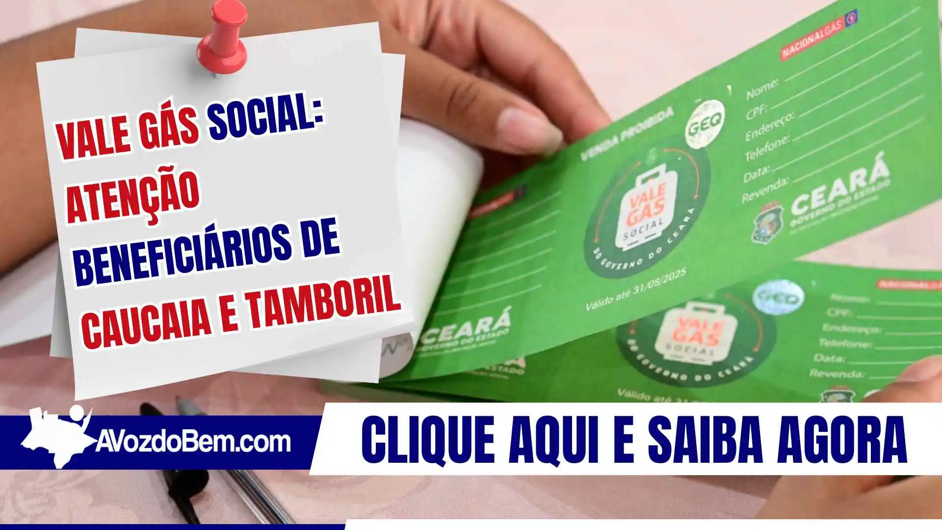 Vale Gás Social: atenção beneficiários de Caucaia e Tamboril