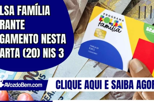 Bolsa Família garante pagamento nesta quarta (20) NIS 3