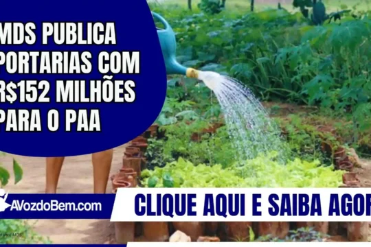 MDS publica portarias com R$152 milhões para o PAA