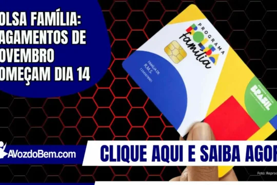 Bolsa Família: pagamentos de novembro começam dia 14