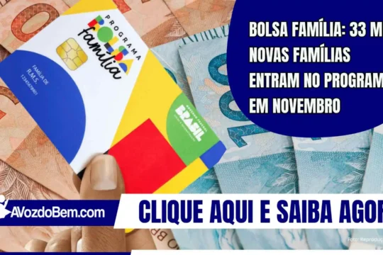 Bolsa Família: 33 mil novas famílias entraram em novembro