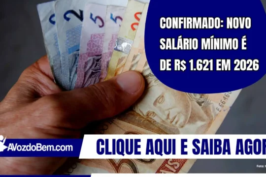 Confirmado: Novo salário mínimo é de R$ 1.621 em 2026