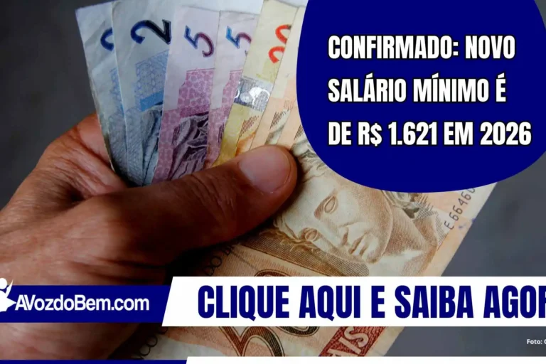 Confirmado: Novo salário mínimo é de R$ 1.621 em 2026