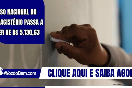 Piso nacional do magistério passa a ser de R$ 5.130,63