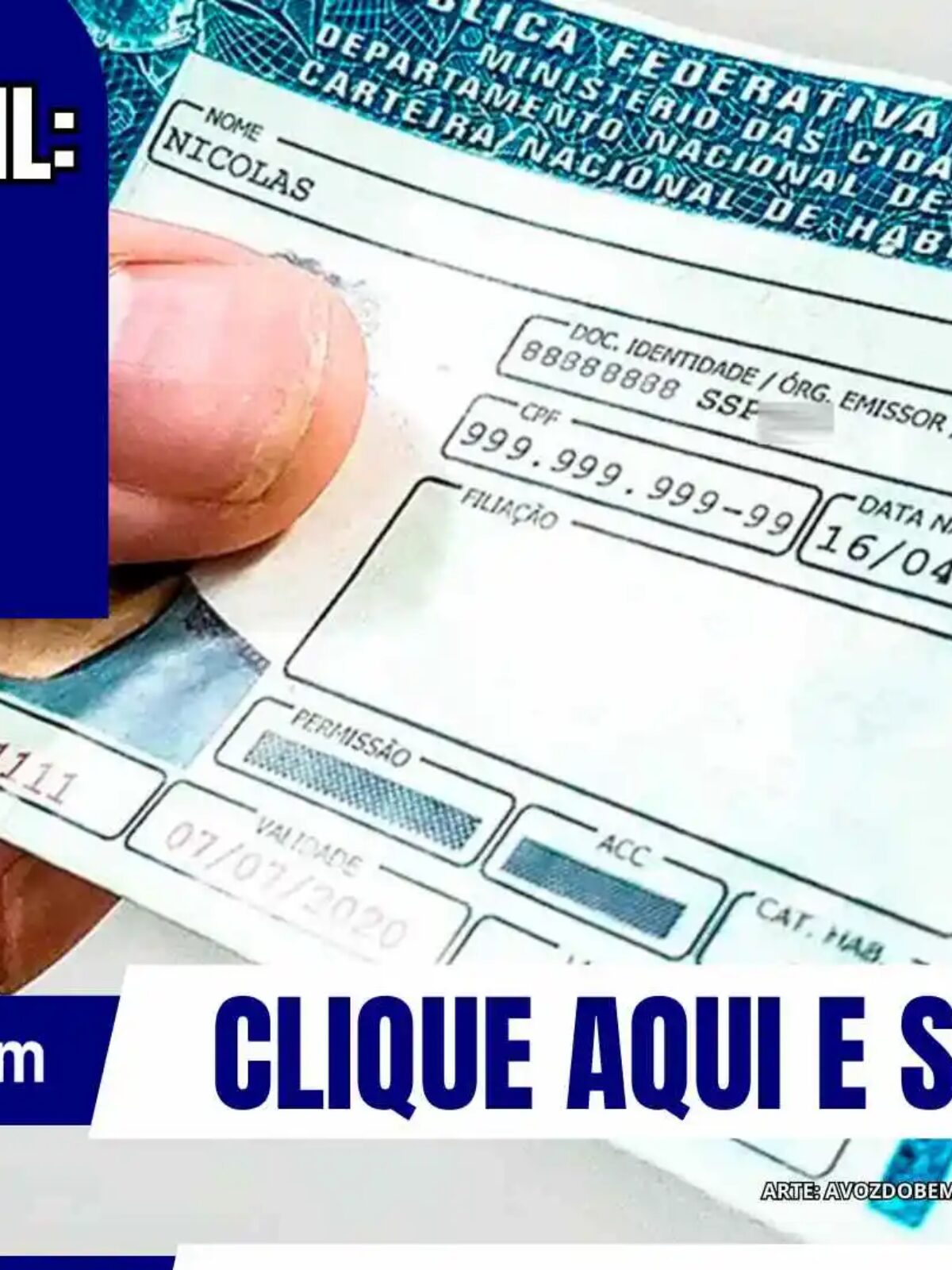 Carteira Nacional de Habilitação (CNH) com destaque para sanção da lei que prevê renovação automática do documento