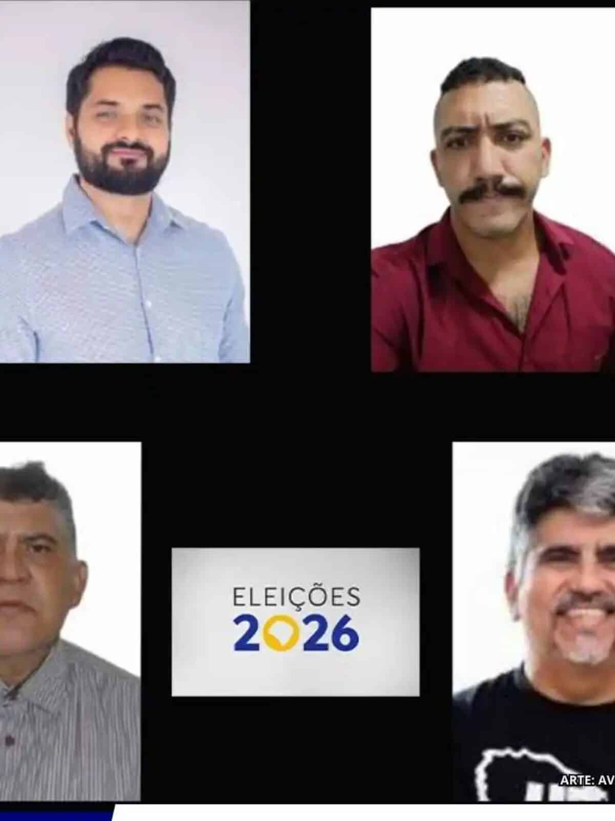 Montagem com imagens dos oito candidatos ao Governo do Ceará nas Eleições 2026, representando a disputa pelo Palácio da Abolição.