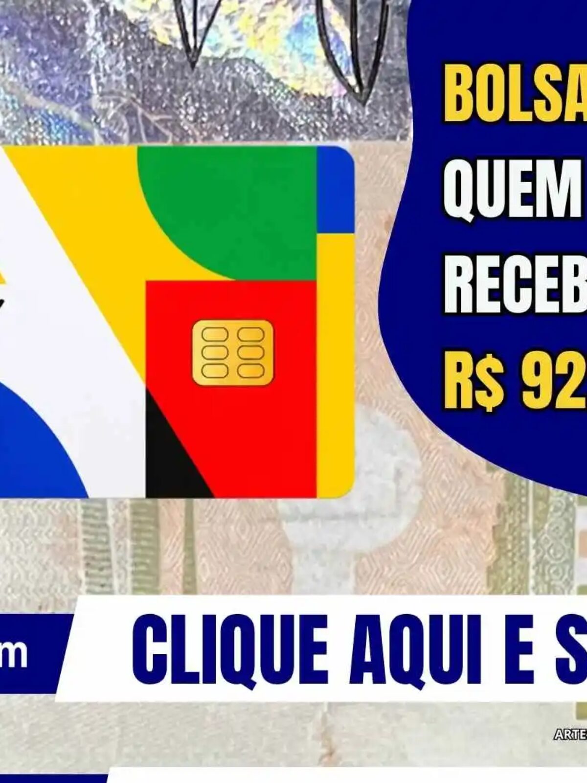 Pessoa segurando o cartão do Bolsa Família diante de cédulas de real, representando o pagamento de até R$ 922 em outubro de 2026 com os novos valores e adicionais do programa.