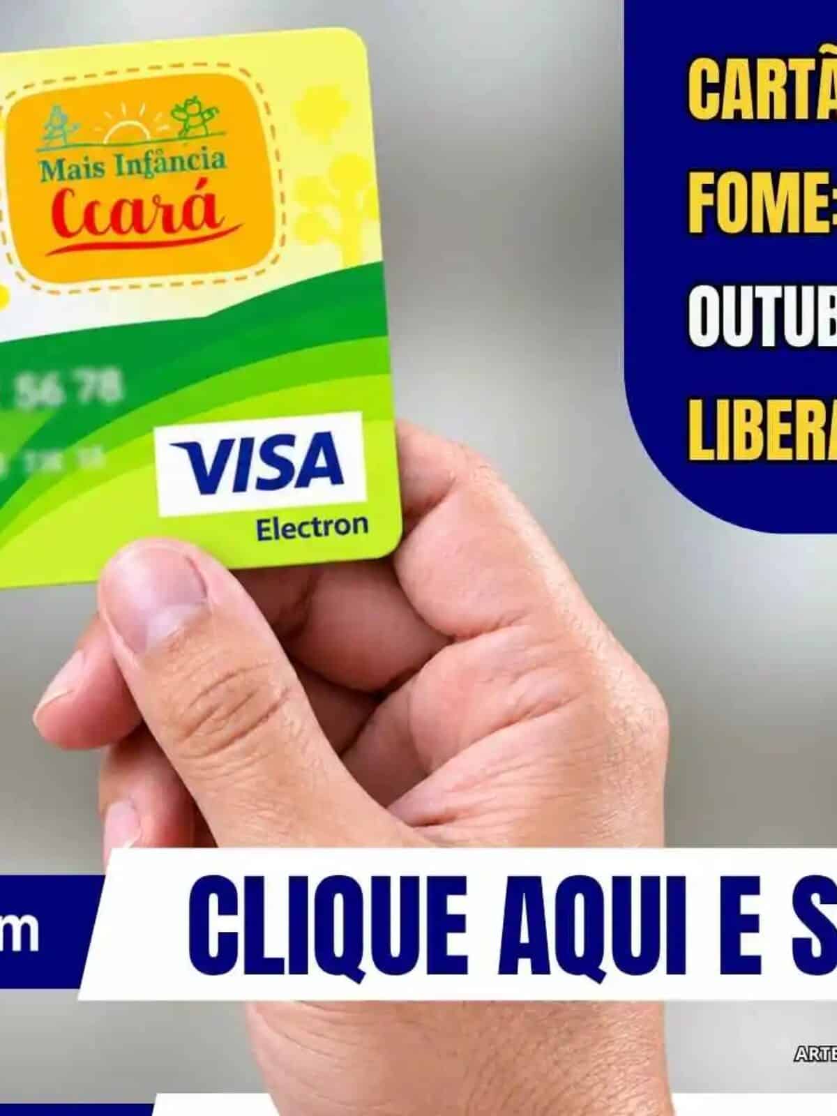 Cartão Ceará Sem Fome em destaque, representando a liberação da parcela de outubro para as famílias beneficiárias do programa.